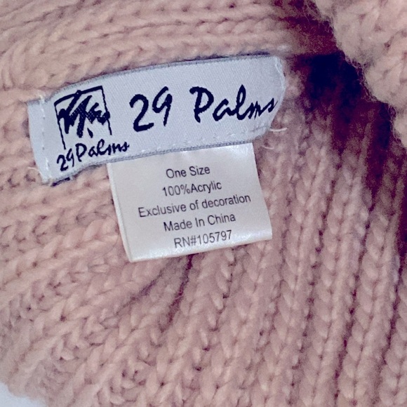 29 Palms Rib Knit Warm Hat with Rhinestone Embellishment Rose Pink One size - Picture 5 of 5